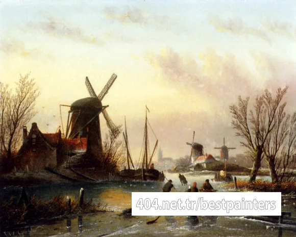 Spohler_Jan_Jacob_Coenraad_A_Frozen_River_Landscape
