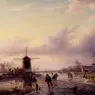 Spohler_Jan_Jacob_Coenraad_A_Winter_Landscape_With_Figures_On_A_Frozen_Waterway