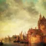 Goyen_Jan_Josefsz_Van_A_Castle_By_A_River_With_Shipping_At_A_Quay