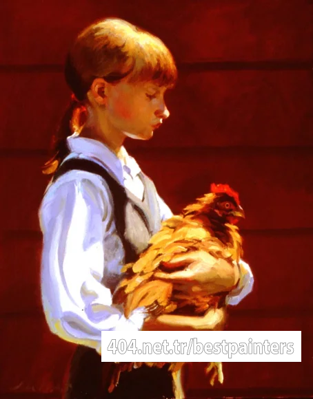 Larson_Jeffrey_1999_Girl_With_Chicken_16by20in