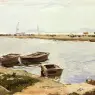 Bastida_Joaquin_Sorolla_Y_Three_Boats_By_A_Shore