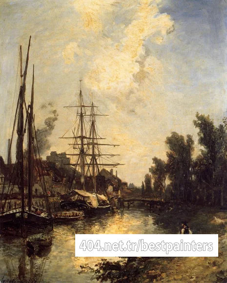 Jongkind_Johan_Berthold_Boats_Dockside