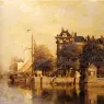 Klinkenberg_Johannes_Christaan_Karel_Moored_Sailing_Vessels_Along_A_Quay_Amsterdam