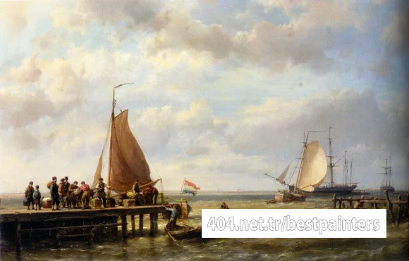 Hermanus_Koekkoek_Provisioning_a_Tall_Ship_at_Anchor