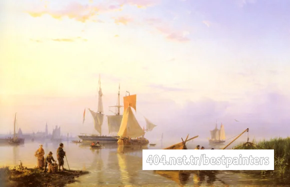 Koekkoek_Hermanus_Shipping_In_A_Calm_Amsterdam