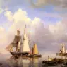Koekkoek_Hermanus_Vessels_At_Anchor_In_Estuary_With_Fisherman