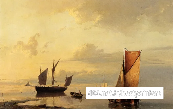 Koekkoek_Johannes_Hermanus_Barend_Shipping_In_A_Calm