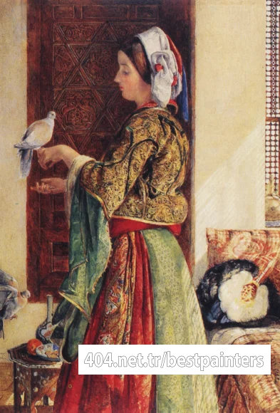 Lewis_John_Frederick_Girl_with_Two_Caged_Doves