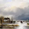 Schelfhout_Andreas_A_Winter_Landscape_With_Skaters_On_A_Frozen_Waterway
