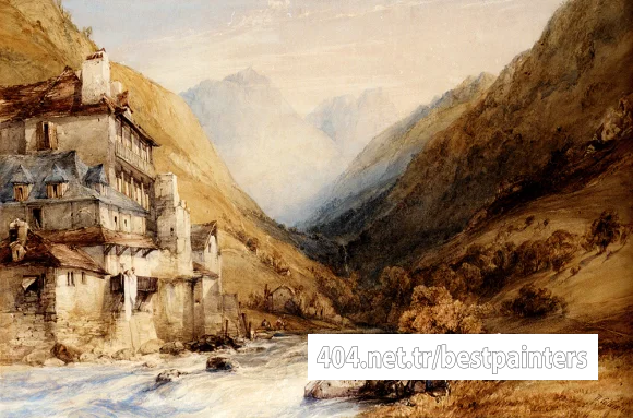 Callow_William_A_Figure_Fishing_In_A_Mountain_Stream