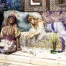 Henshall_John_Henry_Ladies_In_Turkish_Costume_Playing_With_A_Kitten