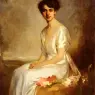 Halmi_Arthur_Lajos_Portrait_Of_An_Elegant_Young_Woman_In_A_White_Dress