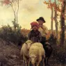 Bruzzi_Stefano_Children_With_Sheep_On_A_Path