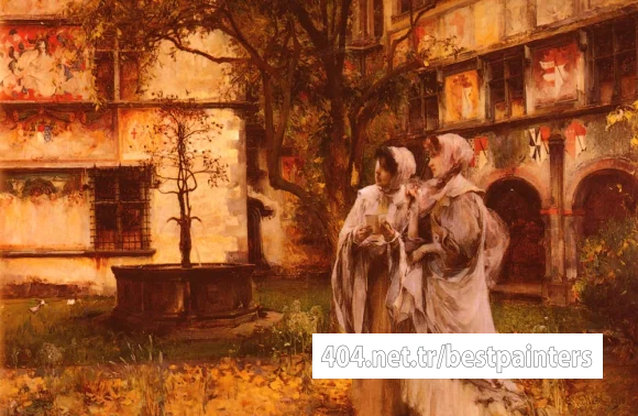 Cavalleri_Vittorio_Elegant_Travellers_In_An_Italian_Cloister