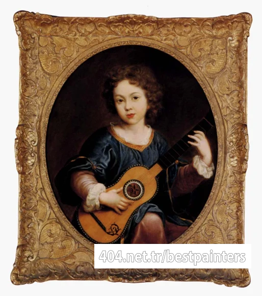 Mignard_Pierre_A_Young_Girl_Playing_A_Guitar