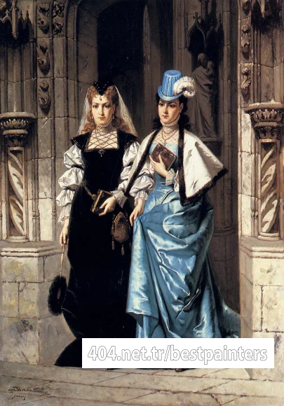 Bakalowicz_Ladislaus_Two_Elegant_Ladies_Leaving_A_Church