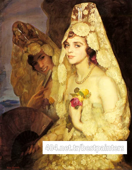 Antonio_Pedro_Two_Elegant_Ladies_Holding_Fans