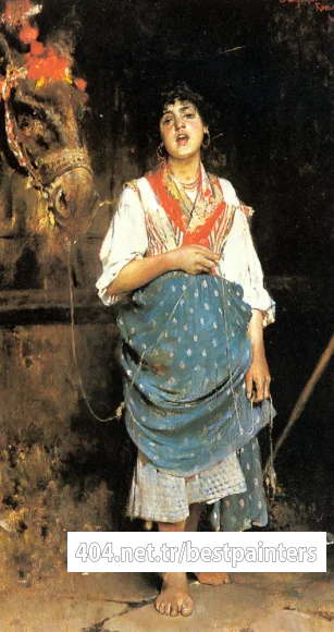 Esposito_Gaetano_A_Peasant_Girl_With_A_Horse