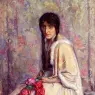 Roelofs_Albert_A_Girl_Holding_Flowers