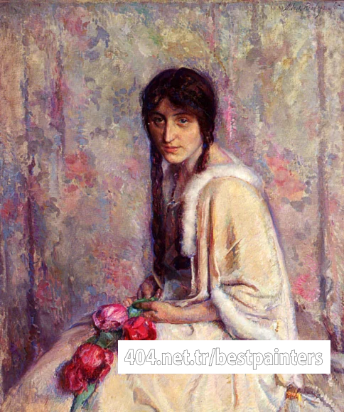 Roelofs_Albert_A_Girl_Holding_Flowers